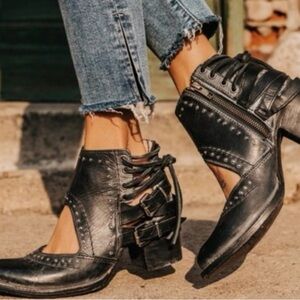 Freebird Black Cutout Ankle Boots
